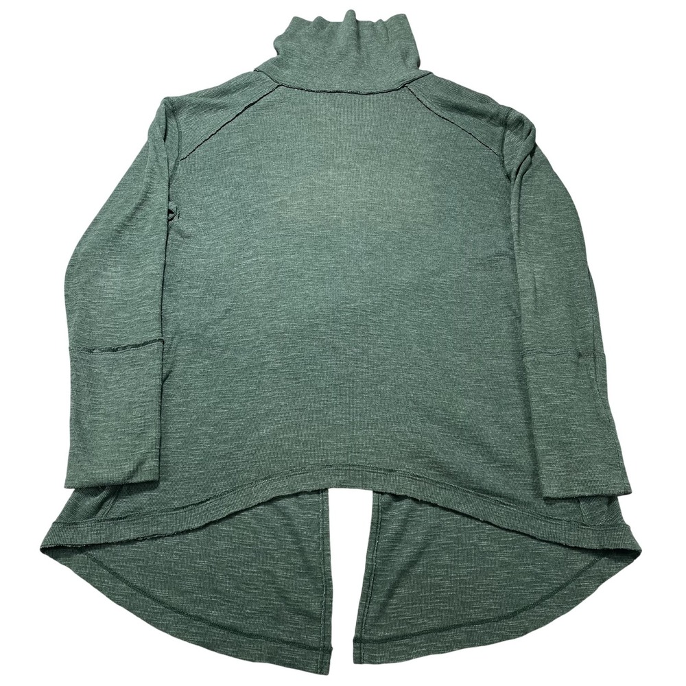 We The Free Shirt Womens XL Green Turtleneck Hi Low Slit Hem Tunic Knit - Picture 1 of 13